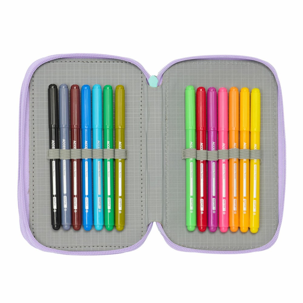 Dreifaches Federmäppchen Frozen Spirit Lila 12,5 x 19,5 x 5,5 cm 37 Stücke