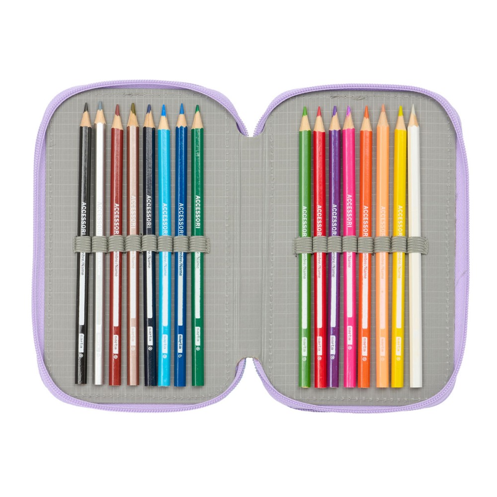 Dreifaches Federmäppchen Frozen Spirit Lila 12,5 x 19,5 x 5,5 cm 37 Stücke