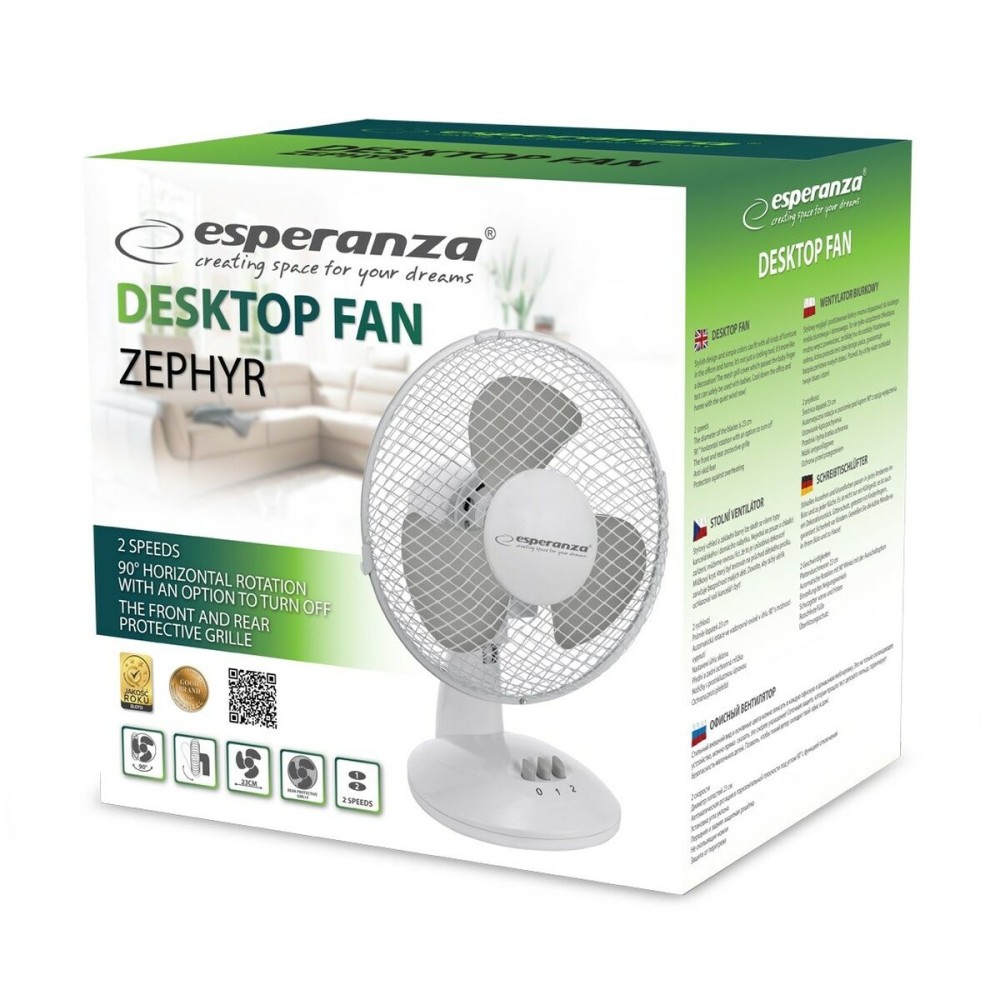 Ventilateur de Bureau Esperanza EHF004WE Blanc Gris 30 W