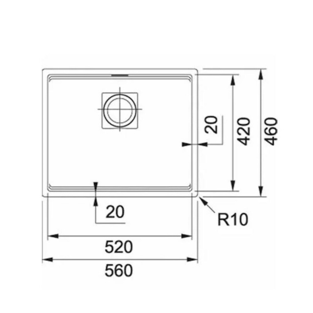 Einfachspülbecken Franke 125.0633.002 Matte Hinterseite