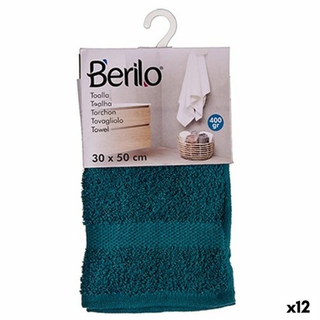 Bath towel Berilo 89672 Blue 80 % cotton 20 % Polyester 30 x 50 cm (12 Units)