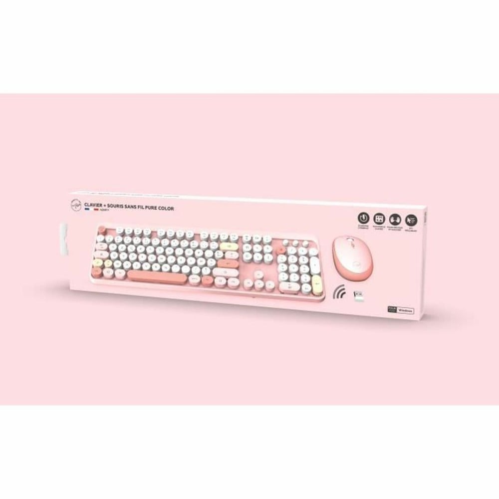 clavier et souris Mobility Lab Pure Color Rose Azerty Français