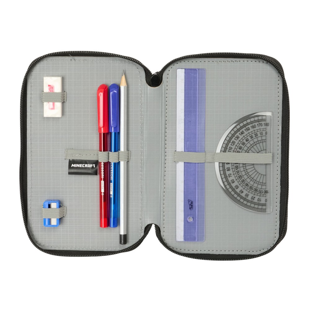Triple Pencil Case Minecraft Tnt Multicolour 12,5 x 19,5 x 5,5 cm 37 Pieces