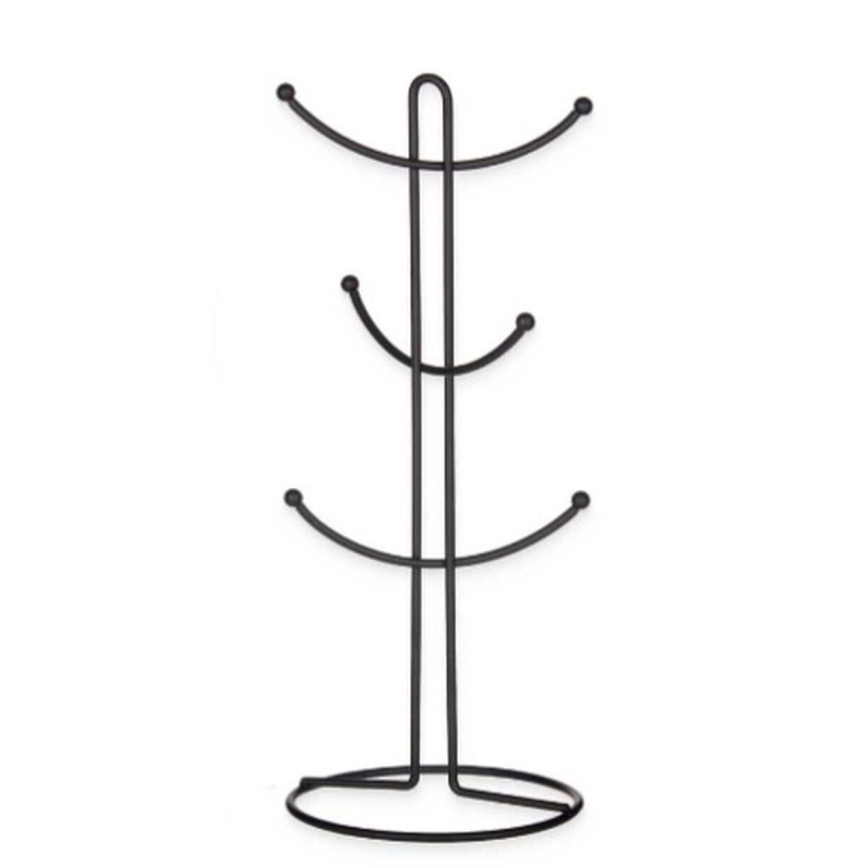 Cup hanger Black Metal 16 x 39 x 16 cm (6 Units)