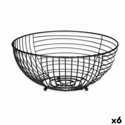 Fruit Bowl Black Metal 28 x 12 x 28 cm (6 Units)