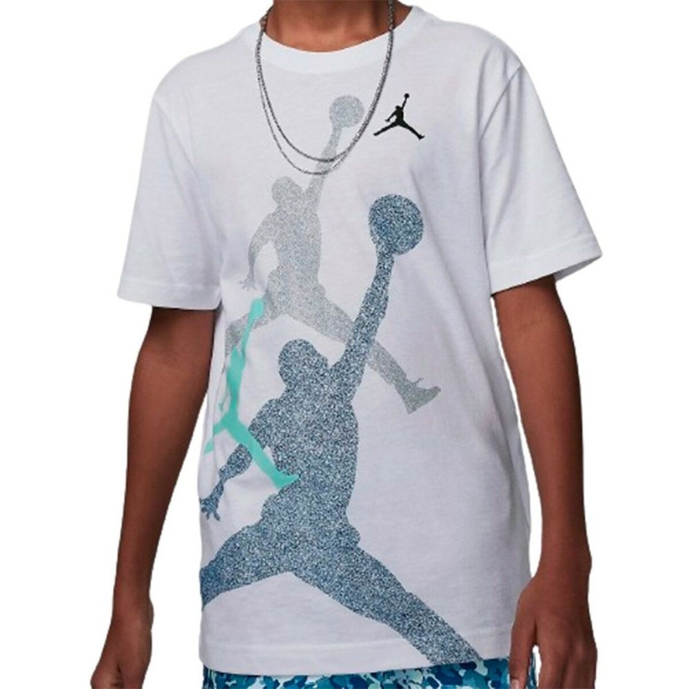 Child's Short Sleeve T-Shirt Nike JDB GRADIENTE STACKED JM SS TEE 95D119 I1N White