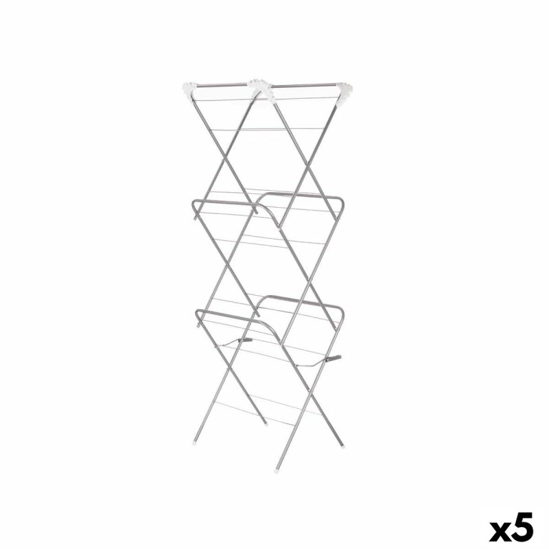 Faltbarer Wäscheständer Kipit WR4062A-1NB-488 Weiß Silberfarben Polypropylen Eisen 47 x 41 x 136 cm Vertikal (5 Stück)