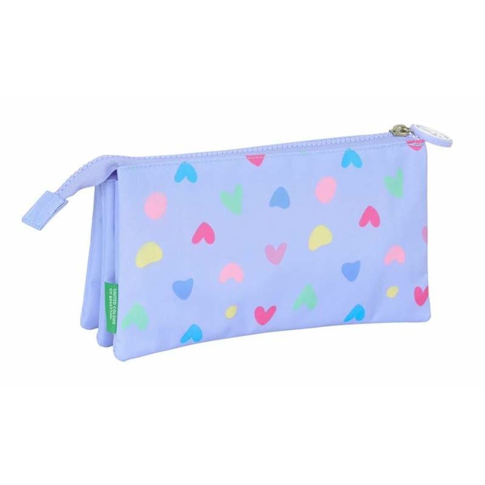 Trousse Fourre-Tout Triple Benetton Lila Lila 22 x 12 x 3 cm