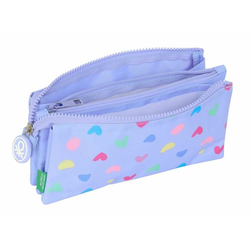 Trousse Fourre-Tout Triple Benetton Lila Lila 22 x 12 x 3 cm