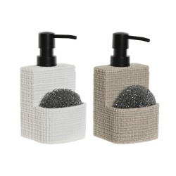 Distributeur de Savon Home ESPRIT Noir Beige Gris clair Résine Marbre 9 x 8 x 18 cm (2 Unités)