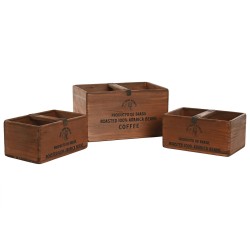 Boîtes de rangement Home ESPRIT Marron Bois d'épicéa 35 x 25 x 20 cm 3 Pièces