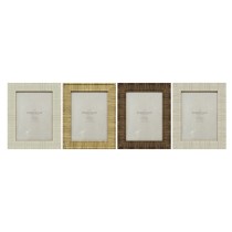 Photo frame Home ESPRIT Beige Natural Crystal polystyrene Scandinavian 20,5 x 2 x 25,5 cm (4 Units)
