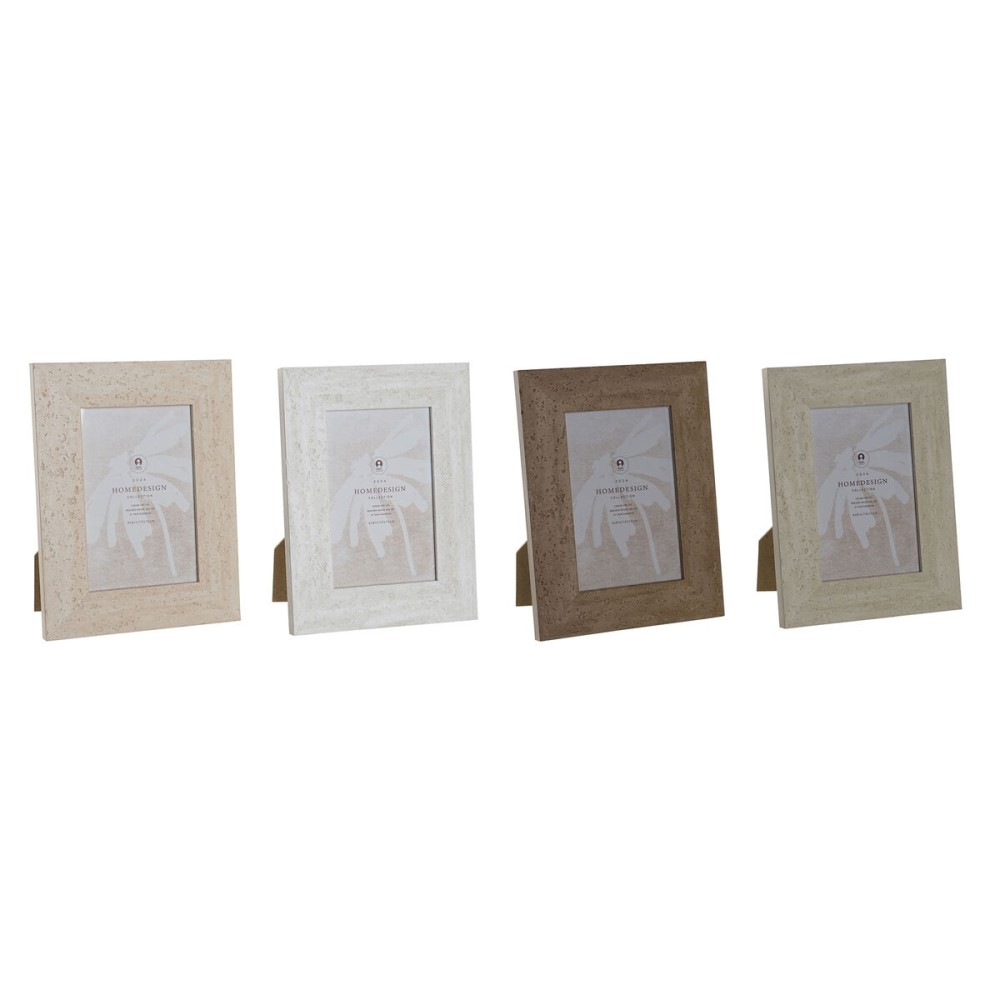 Photo frame Home ESPRIT White Brown Beige Ivory Crystal polystyrene Marble Scandinavian 16 x 2 x 21 cm (4 Units)