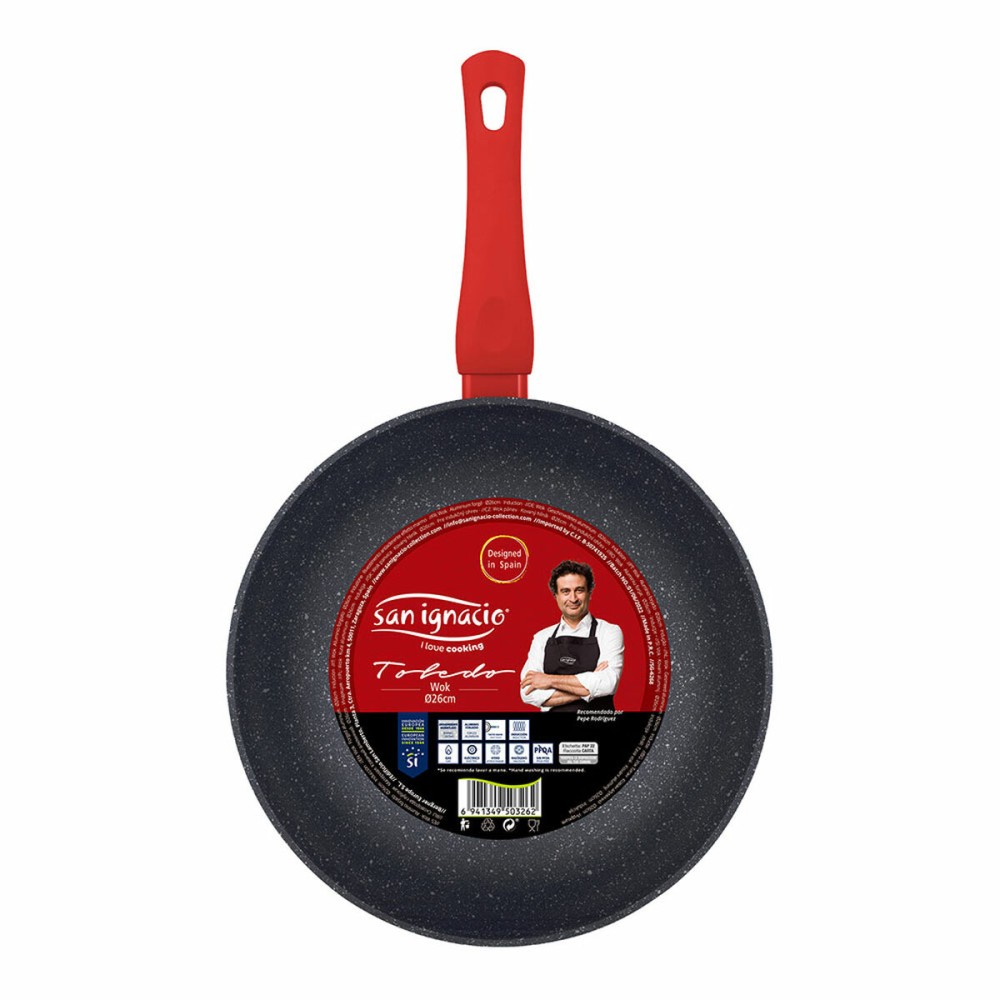 Wok San Ignacio Toledo SG-6268 Ø 26 cm Noir Aluminium
