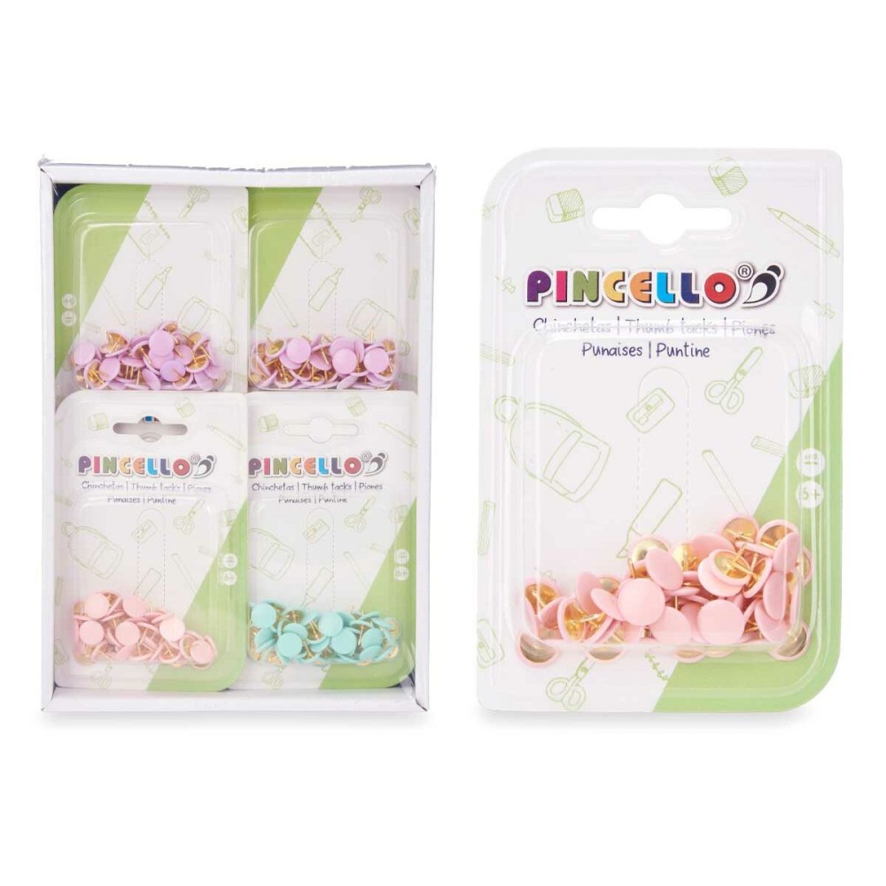 Drawing pins Pincello 654 Multicolour Metal (12 Units)