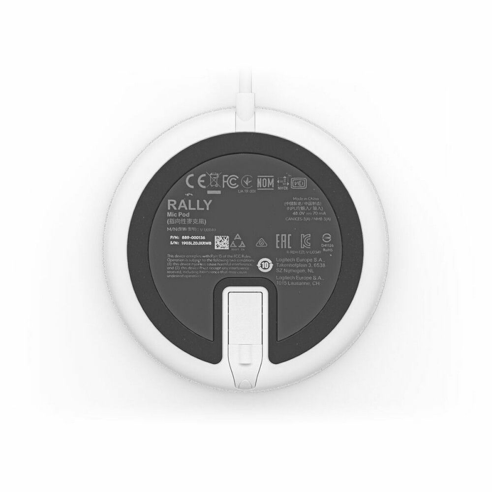 Microphone Logitech Rally Mic Pod Blanc Noir