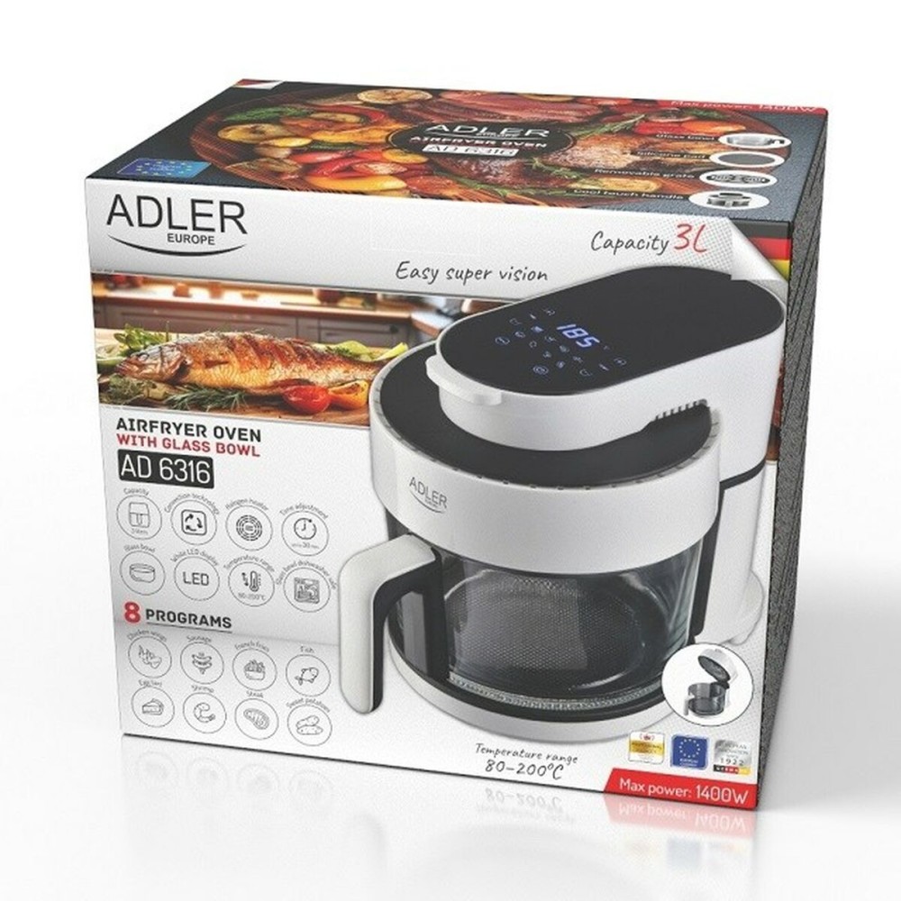 Air Fryer Adler AD 6316 White Black 1200 W 3 L