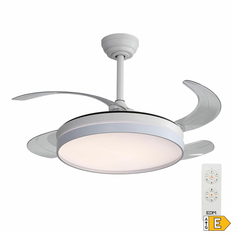 Ventilateur de Plafond avec Lumière EDM 33827 Ross Blanc 35 W 4100 Lm 2190 Lm Rétractile