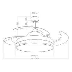 Ventilateur de Plafond avec Lumière EDM 33827 Ross Blanc 35 W 4100 Lm 2190 Lm Rétractile