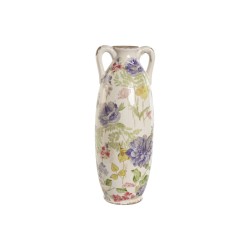 Vase Home ESPRIT Blanc Multicouleur Lila Grès 13 x 13 x 35 cm