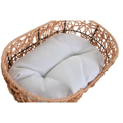 Haustierbettchen Home ESPRIT Weiß Hellbraun Metall Synthetischer Rattan 50 x 35 x 14 cm (2 Stücke)