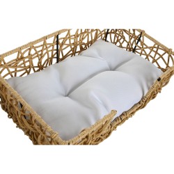 Haustierbettchen Home ESPRIT Weiß Hellbraun Metall Synthetischer Rattan 50 x 35 x 14 cm (2 Stücke)