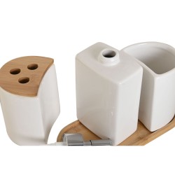 Bath Set Home ESPRIT White Natural Bamboo Dolomite 19,5 x 10 x 19 cm