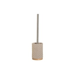 Brosse de salle de wc Home ESPRIT Beige Argenté Résine Bambou 9 x 9 x 37 cm