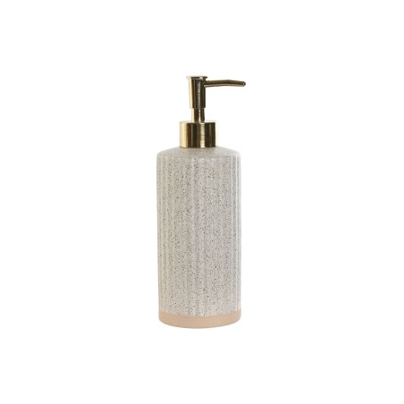 Seifenspender Home ESPRIT Beige Gold Steingut Mattierend 8 x 7 x 21 cm