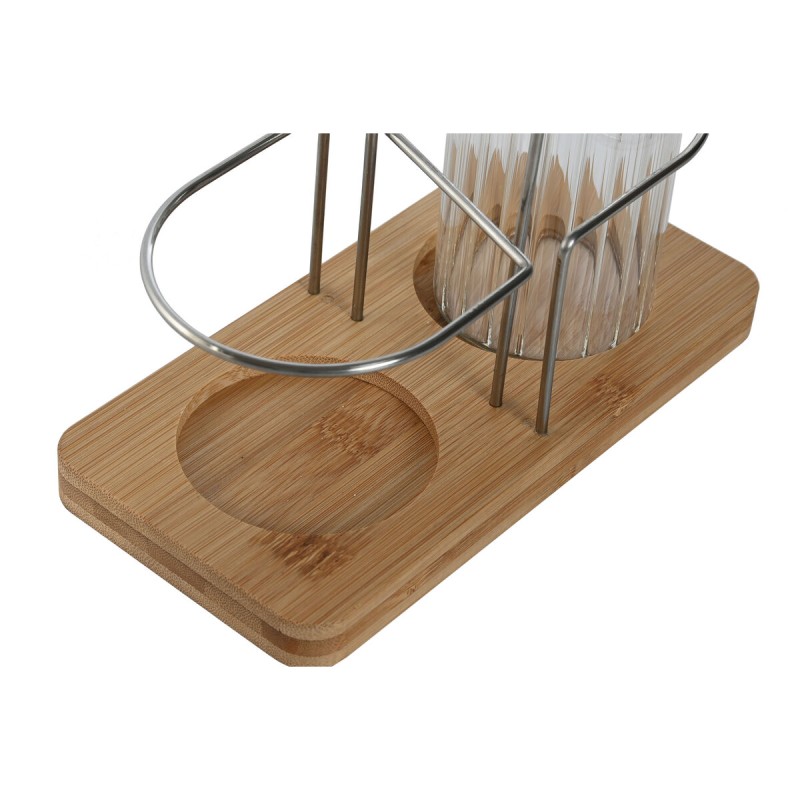 Oil and Vinegar Set Home ESPRIT Transparent Natural Bamboo Crystal 18,5 x 9,3 x 24 cm