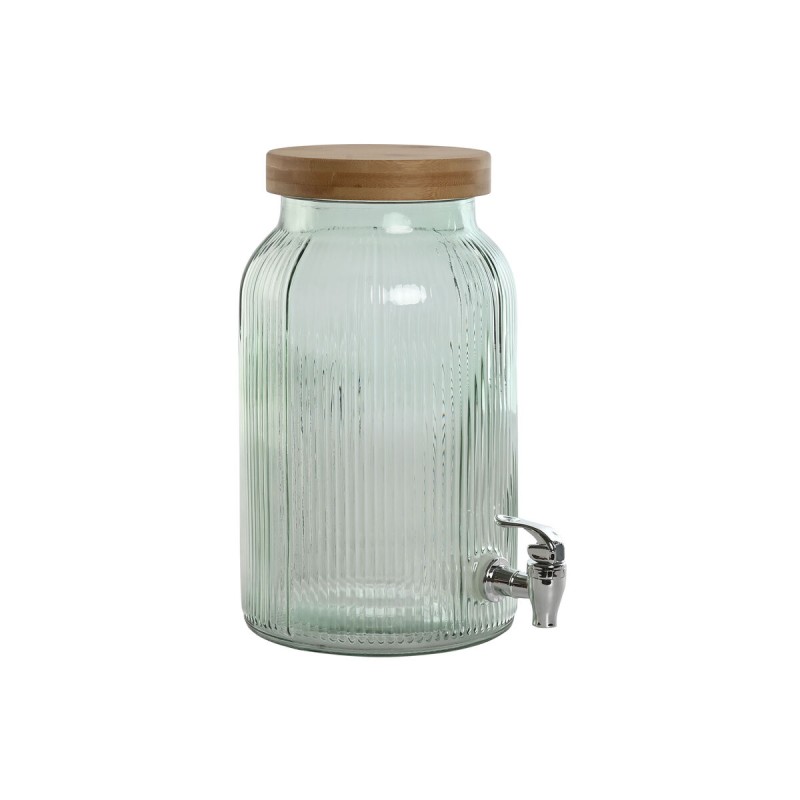 Distributeur de boissons Home ESPRIT Argenté Silicone Bambou Verre Plastique 5,5 L 18 x 18 x 31 cm