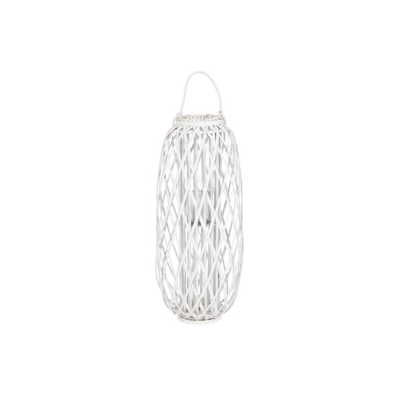 Candleholder Home ESPRIT White wicker Crystal 34 x 34 x 80 cm