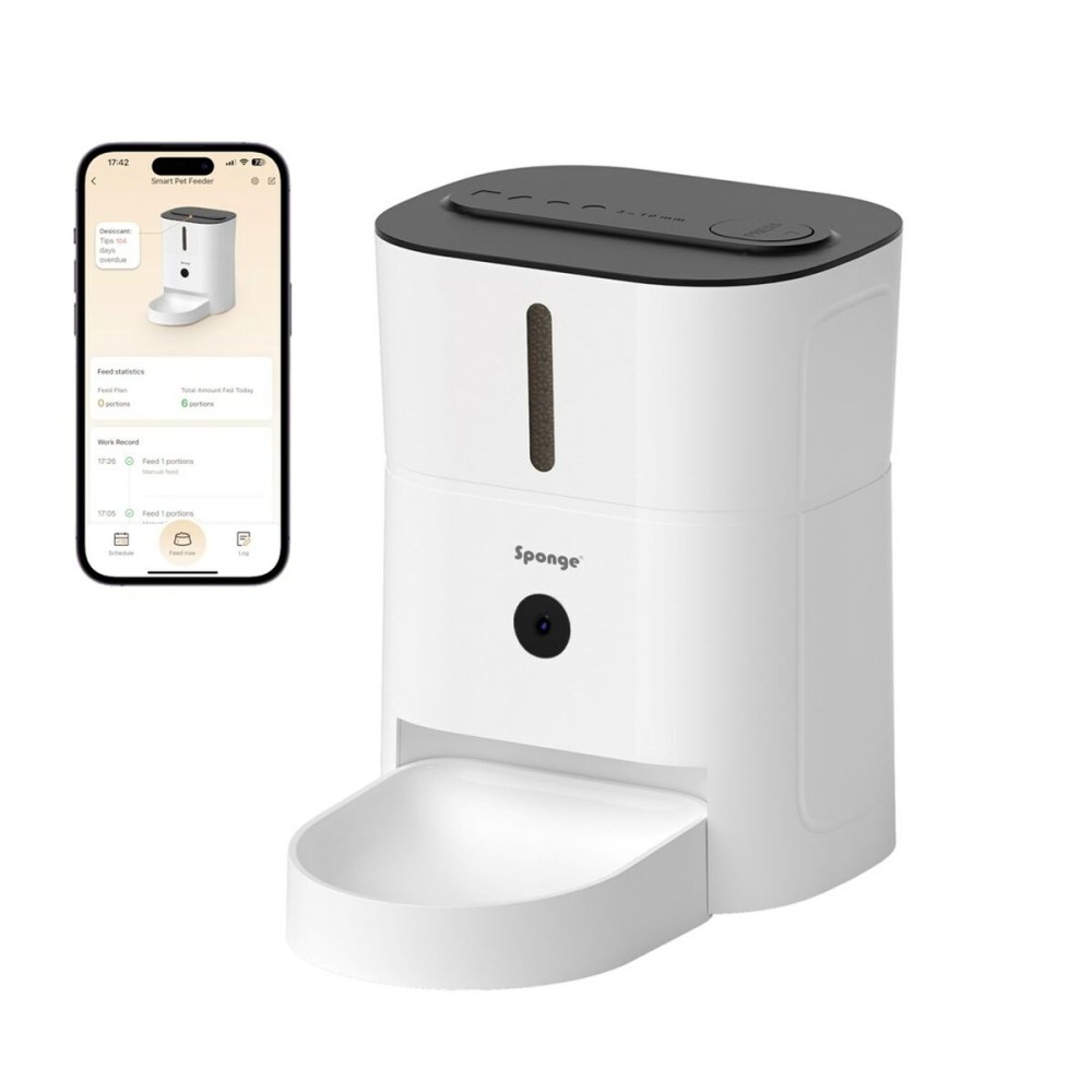 Cat Feeder Sponge White Black Plastic