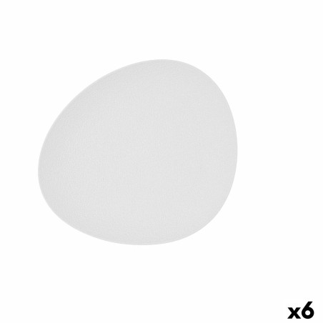 Flat Plate Bidasoa Fosil White Ceramic Oval 28 x 24,8 x 2,5 cm (6 Units)