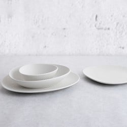 Assiette creuse Bidasoa Fosil Blanc Céramique Oblongue 22 x 19,6 x 4,5 cm (6 Unités)