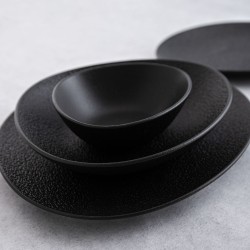 Assiette plate Bidasoa Fosil Noir Céramique Oblongue 22,8 x 20,1 x 2,2 cm (9 Unités)