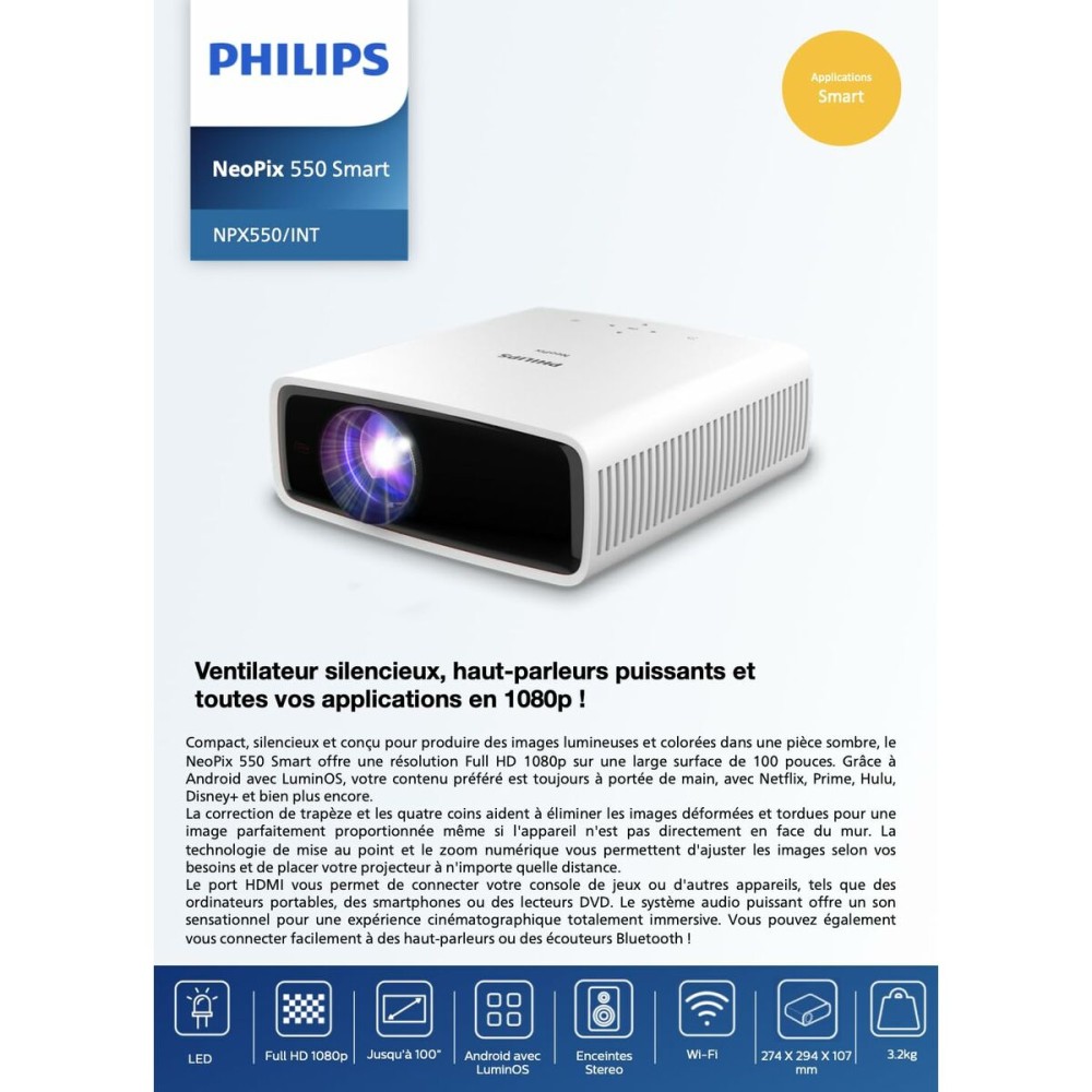 Projector Philips Full HD 500 lm 1920 x 1080 px