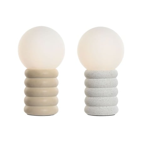 Tischlampe Home ESPRIT Weiß Beige aus Keramik Kristall 220 V 15 x 15 x 28 cm (2 Stück)