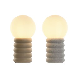 Tischlampe Home ESPRIT Weiß Beige aus Keramik Kristall 220 V 15 x 15 x 28 cm (2 Stück)