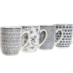 Ensemble de 4 mugs Home ESPRIT Bleu Blanc Porcelaine 340 ml