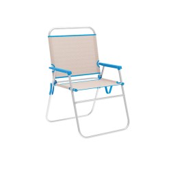 Marbueno Chaise Pliante Aluminium Beige/Bleu Plage et Piscine 56X52X80 cm 10173