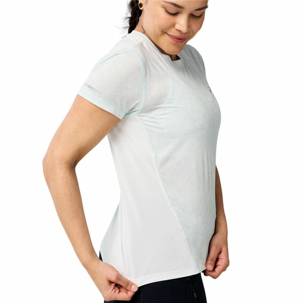 Men’s Short Sleeve T-Shirt Brooks Sprint Free Sleeve White Light Blue