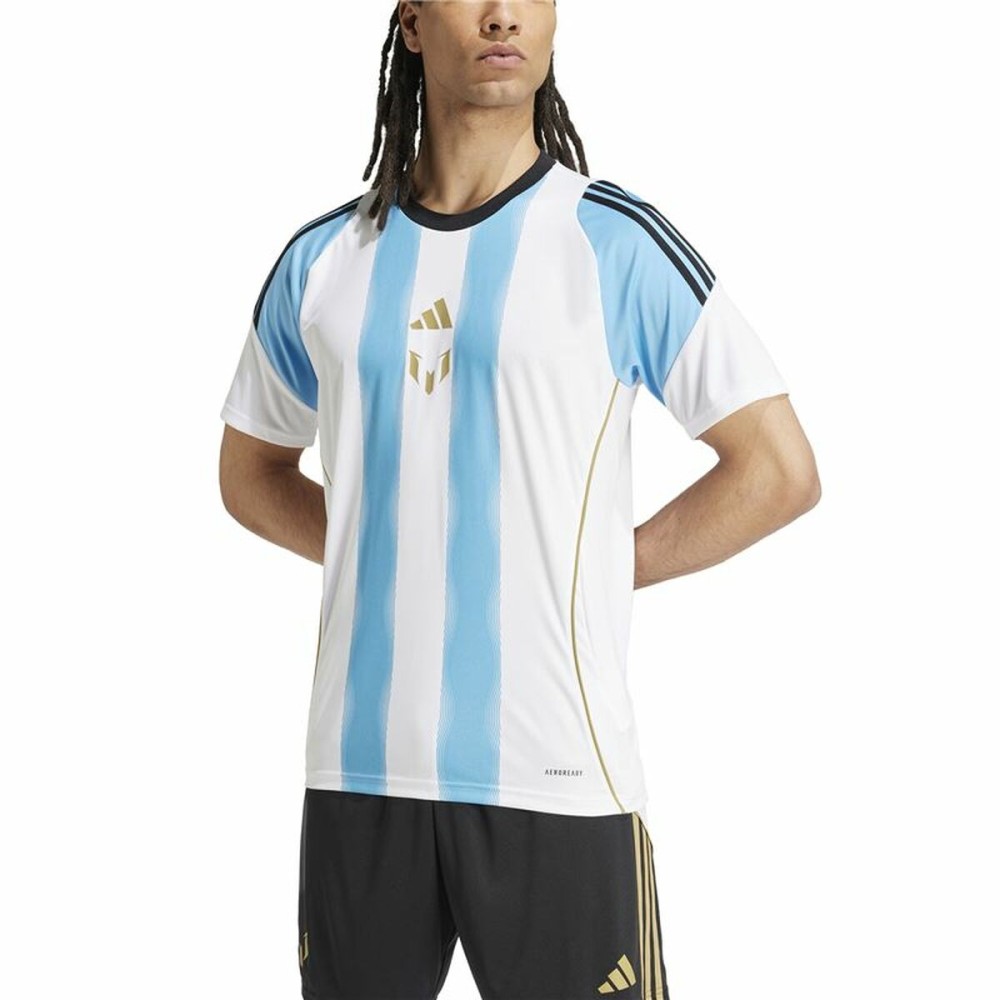 Fußballtrikot T-Shirt Adidas Messi Training Jersey Weiß Blau