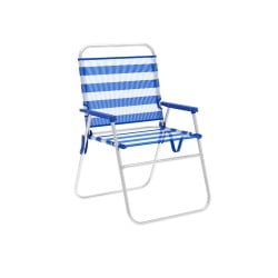 Marbueno Chaise Pliante Aluminium Rayures Bleu et Blanc Plage et Piscine 52X56X80 cm 10313