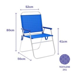 Marbueno Chaise Pliante Aluminium Bleu Plage et Piscine 52X56X80 cm 10245