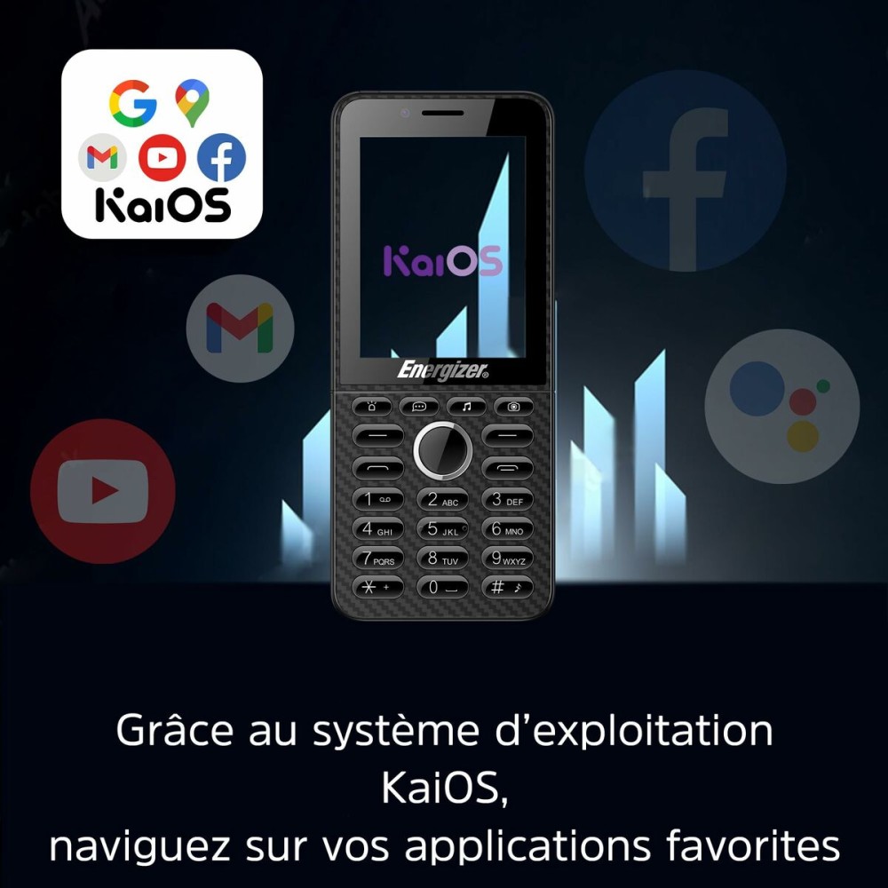 Téléphone portable pour personnes âgées Energizer E288S Quad Core 4 GB RAM Noir