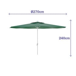 Sunshade Marbueno Green Polyester Steel Ø 270 cm