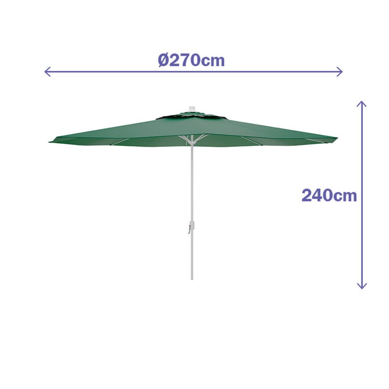 Marbueno Parasol Acier 8 Baleines D270 cm Polyester Vert Jardin, Piscine et Terrasse 10188