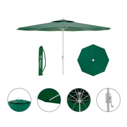 Marbueno Parasol Acier 8 Baleines D300 cm Polyester Vert Jardin, Piscine et Terrasse 10190