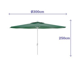 Marbueno Parasol Acier 8 Baleines D300 cm Polyester Vert Jardin, Piscine et Terrasse 10190